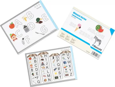 Produktbild von Betzold Mitmach-Karten Fädelbuchstaben, Lernkarte für Selbstständiges Lernen, Motorik/Geschicklichkeit