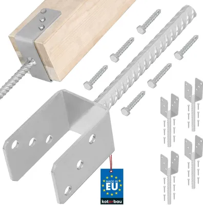 Zdjęcie produktu dla KOTARBAU® 4 szt. Podstawa Słupa U do Wmurowania 61 mm Kotwa Wpuszczana do Betonu Wspornik Słupka Drewnianego Stalowy