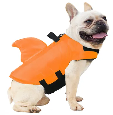Schwimmweste für Hunde, Sicherheitsweste, Hai-Design, Orange, M