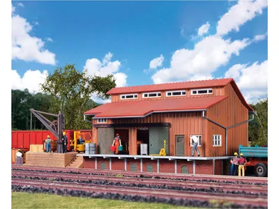 Produktbild von Vollmer 45701 - H0 Güterschuppen mit Seitenrampe und Ladekran - Neu