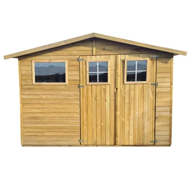 Produktbild von 4iQ Holz-Gerätehaus MAX mit Doppeltür und Fenstern, 304 x 180 cm, 5,47 m²