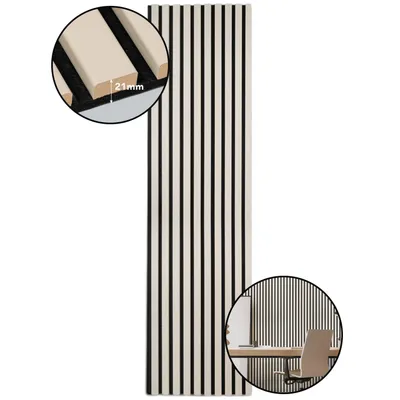Produktbild von LP Projekt Holzwandpaneel 150x40cm | Modernes 3D Akustikpaneel für Räume und Büros | Dekorativ Pastell grau Wandpaneel geeignet für dekorative Wand