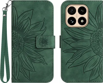 Produktbild von Xiaomi 15T Hülle - Coverup Sonnenblume Klapphülle mit Schlüsselband - Grün