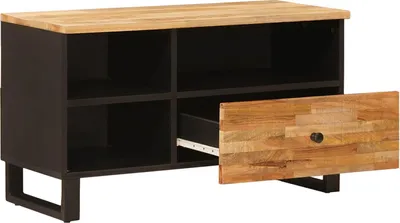 Zdjęcie produktu dla Szafka pod telewizor z półką vidaXL, brązowa, 80 x 33 x 46 cm, z litego drewna mango