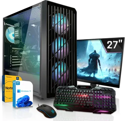 Produktbild von SYSTEMTREFF Gamer Komplett PC - Ryzen 5 8400F - Nvidia GeForce RTX 5050 8GB GDDR6 - 16GB DDR5 - 512GB NVMe - 27 Zoll Monitor - Windows 11 Pro - Desktop