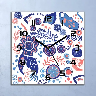 Produktbild von Wanduhr Echt-Glas-Küchenuhr Blumenabstraktion Quarz Lautlos 30x30 Deko Bilder