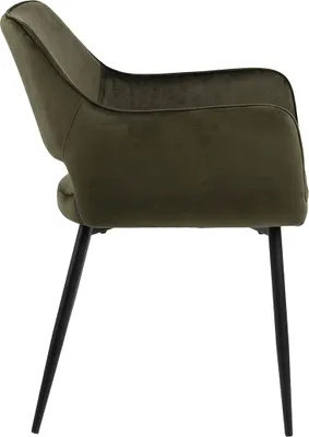 Image de Ranja chaise de salle à manger avec accoudoirs velours vert.