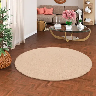 Produktbild von Natur Teppich Wolle Berber Karamell Rund, Größe:200 cm Rund