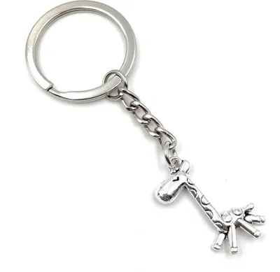 Produktbild von Onwomania Giraffe lustig Säugetier Schlüsselanhänger Metall Glücksbringer in Alu Geschenkbox, ideal zum Verschenken