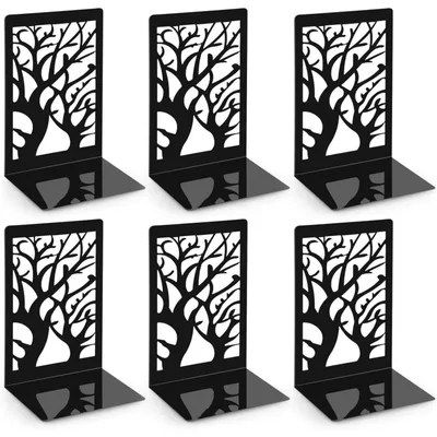 Produktbild von Anhow 3 Paar Buchstütze Metall Schwarz 9,3 x 12 x 17,2 cm - Kinder Schule Bibliothek