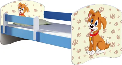 Immagine prodotto di ACMA letto per ragazzi letto per bambini completo di rete a doghe e protezione anticaduta Blu 11 cucciolo 180x80
