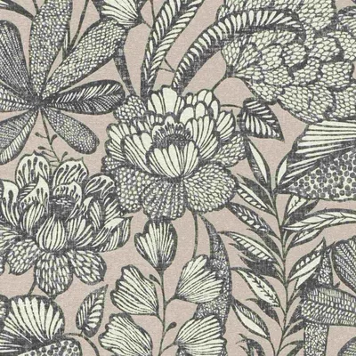 Produktbild von Vliestapete 555332 Tapete Botanical Dschungel 53 x 1005 cm Rasch Lirico Schwarz Beige