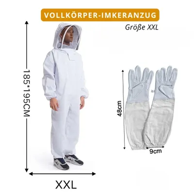 Produktbild von Imkeranzug Größe XXL mit Handschuhen – Weiß, Belüftet, Stichfest & Unisex