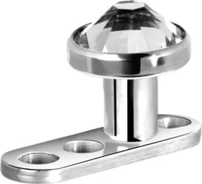 Produktbild von Micro Dermal Anchor Surface Piercing G23 mit Kristall Stein 3mm - Weiss