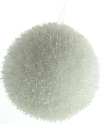 Produktbild von Bruchfeste Weihnachtskugel Weiß mit Glitzer Ø 8 cm - Kunststoff