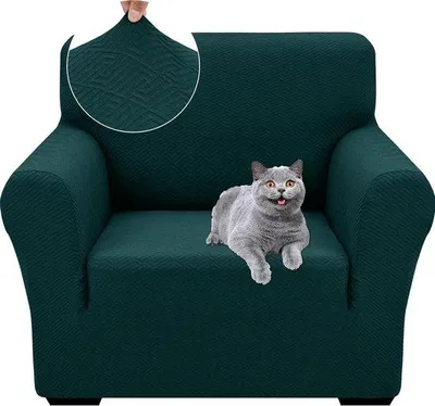 Produktbild von Sofaüberzug für 1 Sitzplatz, universell – Dehnbarer Sesselbezug mit Armlehnen – Dunkelgrün