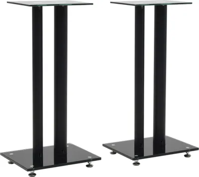 Produktbild von Lautsprecherständer 2 Stk. Doppelsäulen-Design Hartglas Schwarz