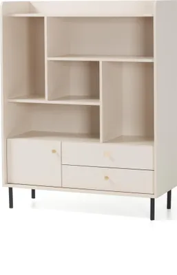 Produktbild von Masseno Buchregal ASTREA für Wohnzimmer Büro oder Lesezimmer 103,5x42x133 cm, Beige