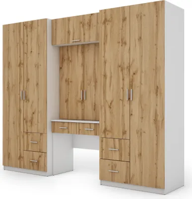 Produktbild von Meblast | Schrank 255/210; Weiß / Wotan Eiche - Premium Beschläge | Möbel, Zeitlos, Modern
