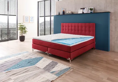 Produktbild von Boxspringbett WELCON ROCKSTAR® mit ErgoGEL® TOPPER 180x200 cm Härtegrad H3 rot