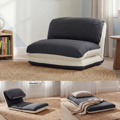 Produktbild von Schlafsessel HWC-E68, Schlafsofa Funktionssessel Klappsessel Relaxsessel, Stoff/Textil creme/schwarz