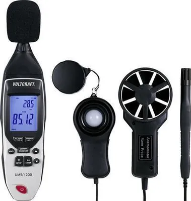 Immagine prodotto di VOLTCRAFT UM5/1 200 Adattatore di temperatura da -200 a 1372 °C Sensore tipo K Dispositivo multifunzionale di misurazione ambientale 5in1 (UM5/1 200)