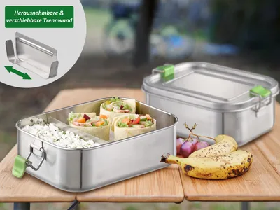 Produktbild von Edelstahl Lunchbox, auslaufsichere Brotdose, Vesperdose, Brotzeitbox, Brotbox