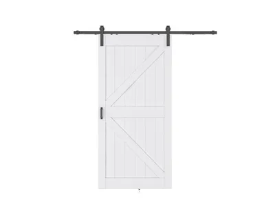 Produktbild von Schiebetür Scheunentor, 102,5 x 215 cm, Holzschiebetür Weiß, Komplettset inklusive Softclose-Mechanismus