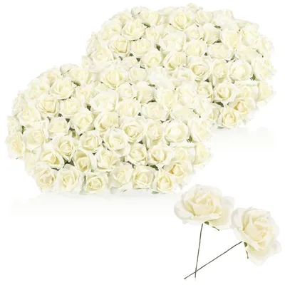 Immagine prodotto di Omgoods - 120 rose di carta bianche per decorazioni