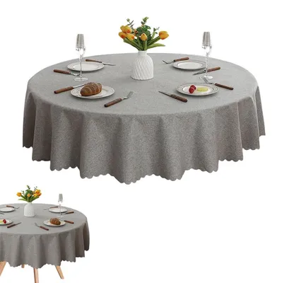 Obrázek produktu pro Kulatá ubrus, průměr 120 cm, světle šedá, omyvatelná, polyester, pro venkovní použití