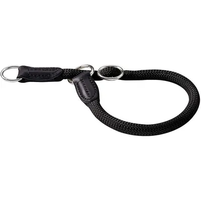 Produktbild von Hundehalsband aus geflochtenem Nylon Schwarz – Robustes Halsband mit Metallringen, verstellbar, für kleine mittlere große Hunde Größe M