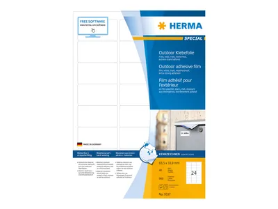 Immagine prodotto di HERMA Etik. A4 Outdoor Klebefolie weiß 63,5x33,9mm  960 St.