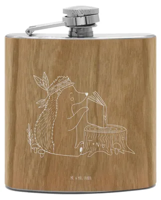 Produktbild von Mr. & Mrs. Panda Flachmann Igel Federschmuck - Transparent - Geschenk, feldflasche, schnapsflasche, taschenflasche, Lagerfeuer, Hip Flask, Abenteuer, Alkoholflasche