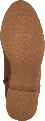 The image shows the sole of a brown boot.