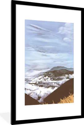 Produktbild von MuchoWow® MuchoWow® Gerahmtes Poster Wolken - Berg - Himmel 60x90 cm - Poster mit zchwarzem Bilderrahmen - Dekoration - Wandposter Wohnzimmer - Hochwertig