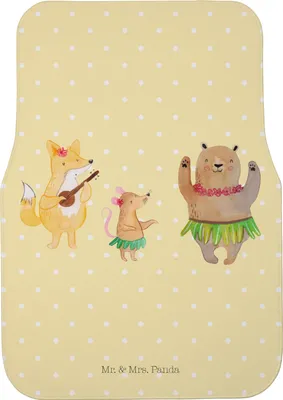 Produktbild von Mr. & Mrs. Panda Fußmatte Fürs Auto Waldtiere Aloha - Gelb Pastell - Geschenk, Hase, Auto-Fußmatte, Automatte, Igel, Schutzmatte, Lustige Sprüche, Wald, Musik, Bär