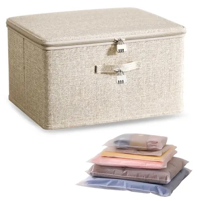 Image de Boîte de rangement avec couvercle et 4 compartiments pour vêtements et jouets
