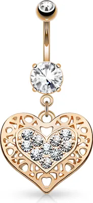 Produktbild von Bauchnabelpiercing Herz Heart Anhänger Strass Zirkonia Kristall Autiga® rosegold