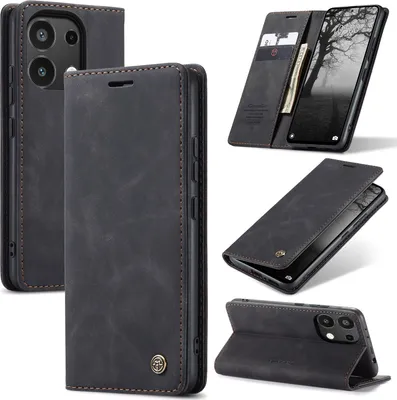 Obrázek produktu pro Redmi Note 13 4G Pouzdro, RetroPolyuretanKožené Pouzdro s Funkcí Stojánku pro Xiaomi Redmi Note 13 4G černé