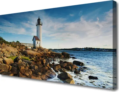 Produktbild von Tulup Leinwand-Bilder 100x50 Wandbild Canvas Kunstdruck Leuchtturm Meer Landschaft