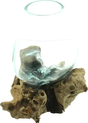 Produktbild von Aussergewöhnliche Vase Wurzelholz & Glas – Einzelstück