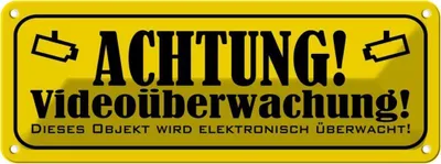 Produktbild von vianmo Blechschild 10x27 cm Achtung Videoüberwachung Warnschild Hinweisschild Sicherheit Vorsicht