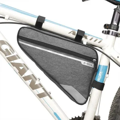 Produktbild von Fahrrad Tasche Befestigung spritzwasserfest in Grau Dreiecktasche Rahmentasche Triangeltasche