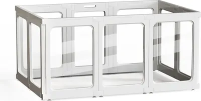 Produktbild von Indoor-Hundezaun mit rutschfesten Saugnäpfen für den Boden, einfach werkzeuglos montierbare Hundebox zum Zusammenstecken, 360-Grad-Rundumsicht, schüttelsicherer Kennel, 60 cm hohes Haustier-Laufgitter mit Doppelverriegelung