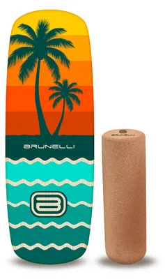 Produktbild von Brunelli Balance Board Set Holz Balanceboard & Korkrolle Gleichgewicht Training - Inhalt: Korkrolle+Pill 74cm
