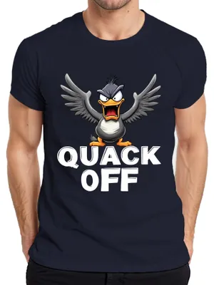 Immagine prodotto di Maglietta da uomo sarcastica QUACK OFF divertente anatra arrabbiata, navy, XXL