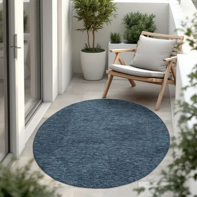 Produktbild von In- & Outdoor Teppich Flachgewebe einfarbig modern wetterfest für Terrasse Küche Grösse 80 cm Rund