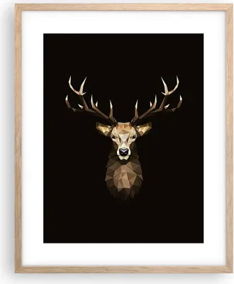 Produktbild von Gerahmtes Poster - Rahmen in heller Eiche - Geometrisch Hirsch Modern - 40x50 cm - Wand Bild - Wanddeko - Wandbilder - Wandposter - Bilderrahmen - Bilder - Kunstdruck - Wandbild - P2NPA40x50-4215
