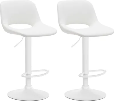 Produktbild von CLP 2er Set Barhocker Camden Kunstleder drehbar und höhenverstellbar weiß Material Gestell Metall matt weiss
