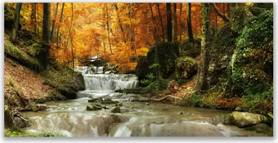 Produktbild von Tulup Leinwand-Bilder 120x60 Wandbild Canvas Kunstdruck Wasserfall Wald Natur
